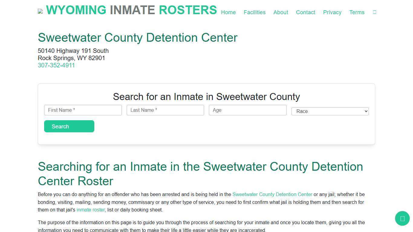 Sweetwater County Detention Center WY: Inmate Search & Roster